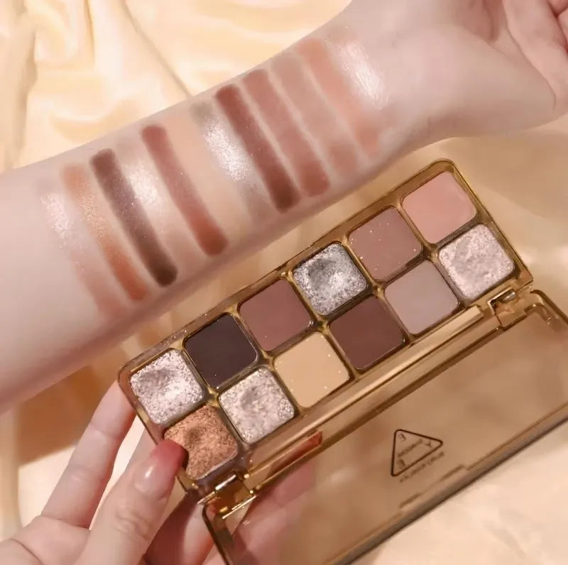 Sombras Glam Pro 12 Cores – Foscas, Brilhantes e Glitter Resistentes à Água
